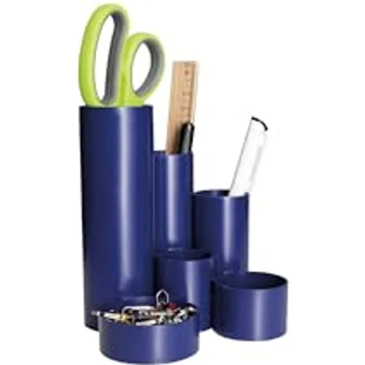 MAUL Stifteköcher MAULtubo, Stiftehalter Hochglanz mit 6 Köchern, standfest, Made in Germany, Ø ca 15 cm, Höhe 12,5 cm, Blau – Bild 4