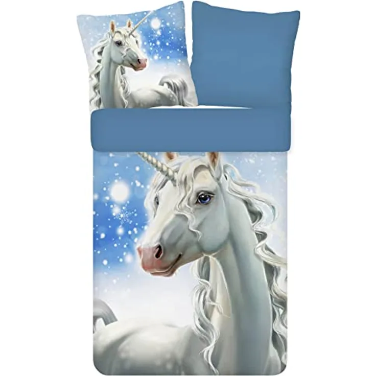 ESPiCO Bettwäsche Trendy Bedding Freeze Tiermotiv Pferd Einhorn EIS Schnee Winter Landschaft, Größe:135 cm x 200 cm