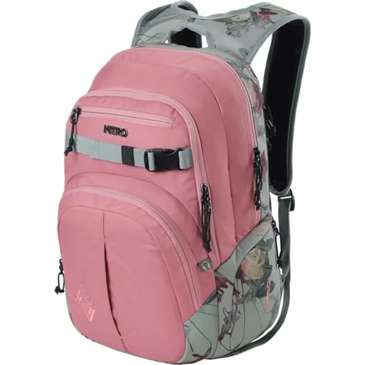 Nitro Chase Rucksack, Schulrucksack mit Organizer und gepolsterter 17 Zoll Laptopfach, schwarz