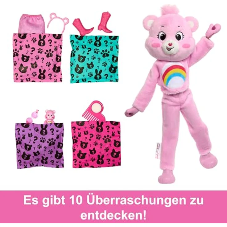 Barbie Anziehpuppe Cutie Reveal, Glücksbärchis Hurrabärchi, inklusive Accessoires, bewegliche Puppe mit veränderbarer Haarfarbe, in verschiedenen Variationen erhältlich – Bild 3