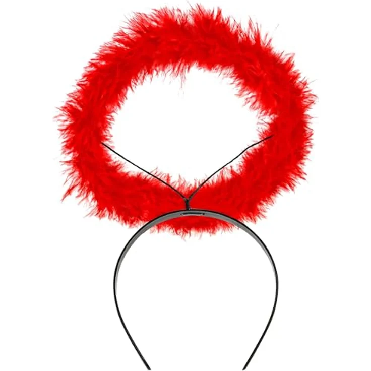 W WIDMANN MILANO Party Fashion 86390 - Halo Marabou Erwachsene Frau, Teufel, rote Farbe für Karneval, Halloween, Mottopartys – Bild 2