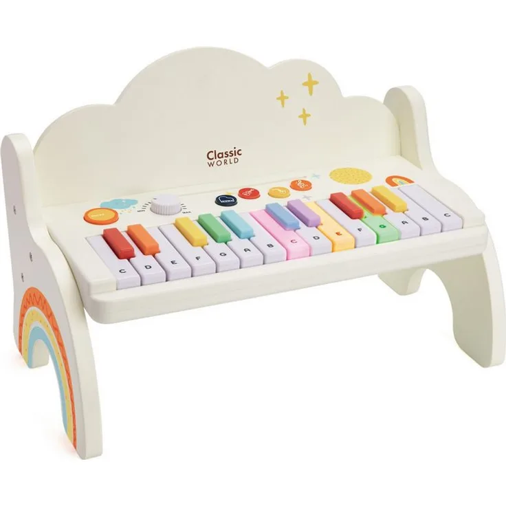 Classic World Piano Regenbogen, Spielzeug-Musikinstrument mit leuchtenden Tasten und 6 Lernmelodien, 40x22,5x26,5 cm, für Kinder ab 3 Jahren