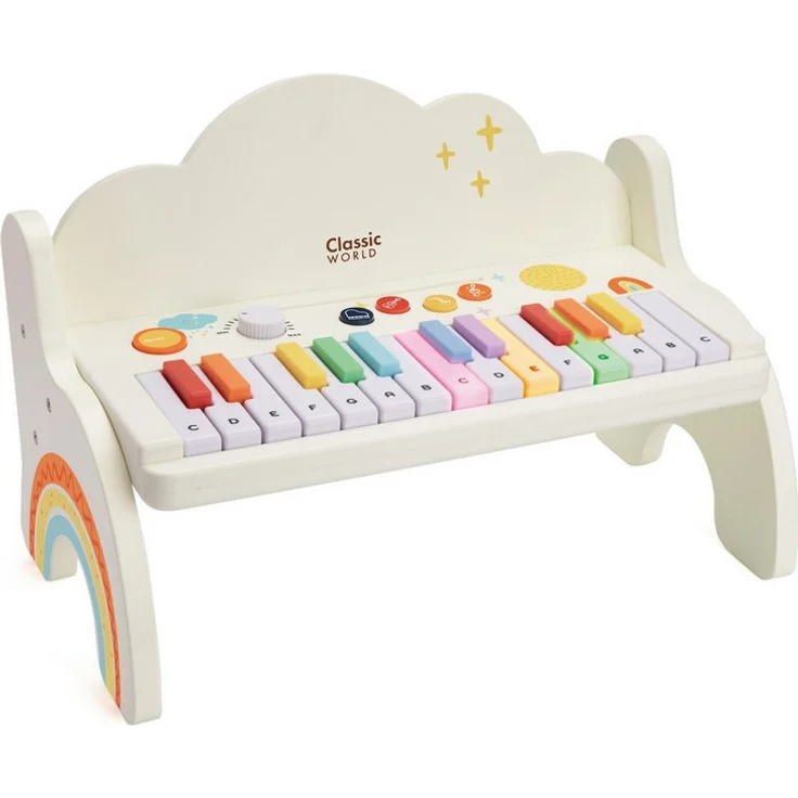 Classic World Piano Regenbogen, Spielzeug-Musikinstrument mit leuchtenden Tasten und 6 Lernmelodien, 40x22,5x26,5 cm, für Kinder ab 3 Jahren