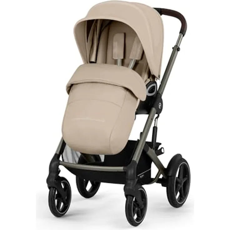cybex Gold Kinderwagen Talos S LUX Tpe, Beige, mit Federung, umsetzbarem Sitz, Einhand-Faltmechanismus und 5-Punkte-Gurt