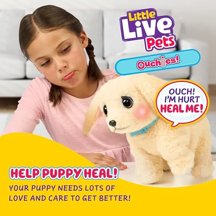 Little Live Pets Ouchies Deluxe Single Pk Cooper, Funktionsplüsch mit Zubehör und Adoptionszertifikat – Bild 3