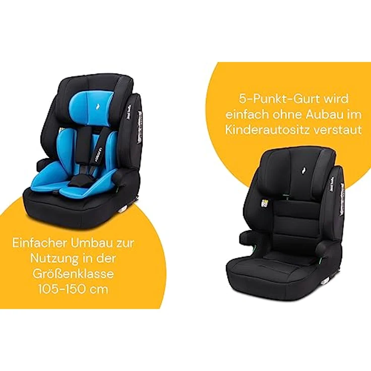 Osann Autokindersitz Jazzi Isofix, mitwachsender Kindersitz für Kinder von 76 bis 150 cm, sicher und komfortabel - schwarz – Bild 6