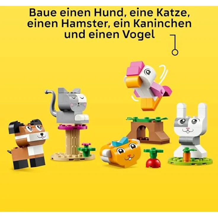 LEGO Classic Kreative Tiere, Box mit bunten Steinen, Baue Spielzeug-Tierfiguren aus Bausteinen wie Hund, Katze, Hase, Hamster und Vogel, Konstruktionsspielzeug für Jungs und Mädchen ab 5 Jahren 11034 – Bild 3