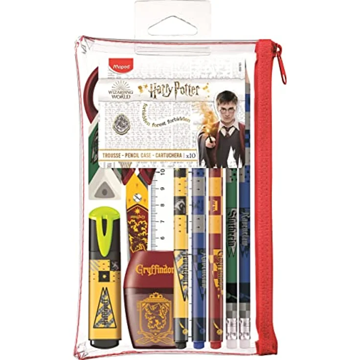 Maped - Harry Potter Federmäppchen, 10-teilig – Schere – 1 Spitzer – 1 Radiergummi – 1 Textmarker – 3 Fineliner – 2 Graphitfarben – Bild 1