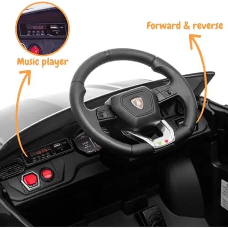 Vrooomy Lamborghini Urus Kinder Elektroauto 12V mit Fernbedienung, geeignet für 1-6 Jahre, rosa, 3-6 km/h, MP3-Player, Sicherheitsgurte, 90% vormontiert – Bild 3