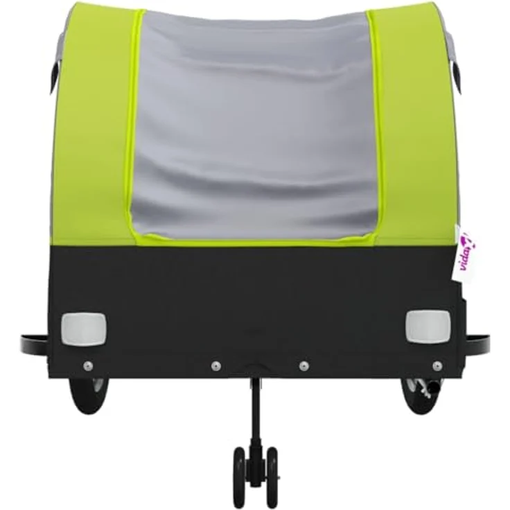 vidaXL Fahrradkinderanhänger Fahrradanhänger Schwarz und Grün 45 kg Eisen, Robustes Material, Praktisches Design, Maximale Tragfähigkeit – Bild 8