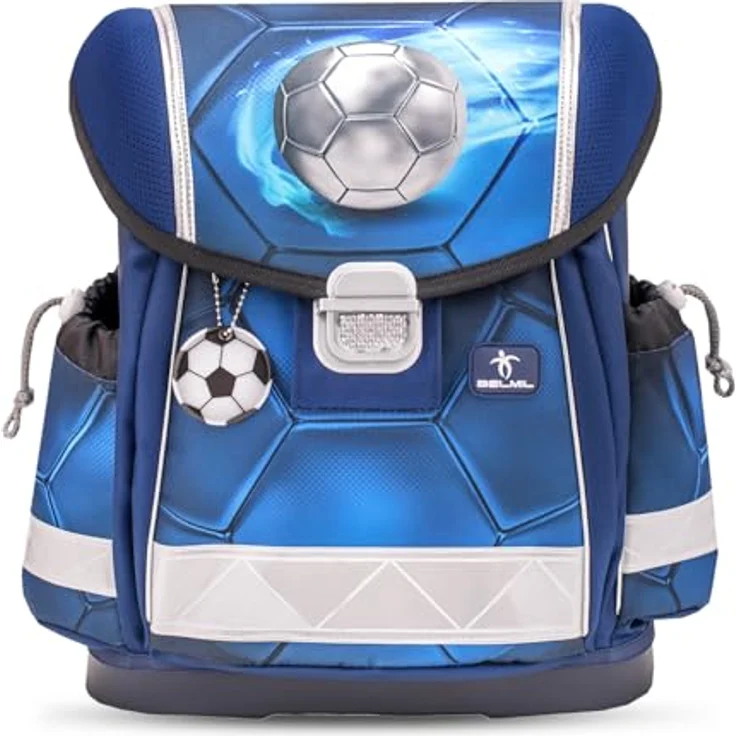 Belmil Schulranzen "Classy" 2025, Fußball Design, 4tlg. Set für Jungen, Ergonomisch, Leichtgewicht, Reflektierende Elemente – Bild 3