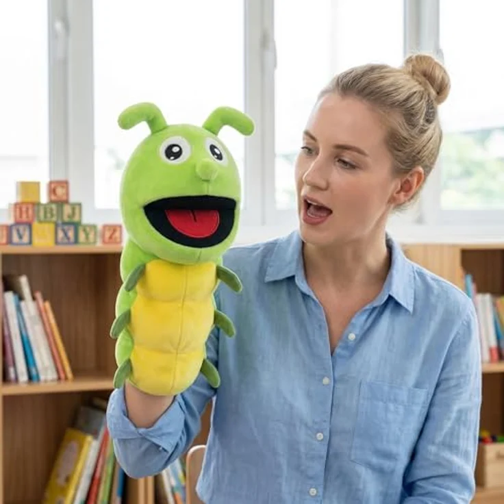 LOMTRATS Insekten-Handpuppen, 40 cm große Puppen mit beweglichen offenen Mündern für fantasievolles Spiel, Bienen, Schmetterlinge und Libellen, ideal für Geschichtenerzählen und Geburtstagsgeschenke – Bild 4