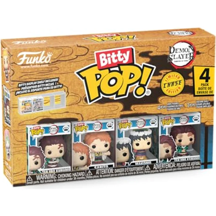 Funko Demon Slayer: Kimetsu no Yaiba Bitty POP! Vinyl Figuren 4er-Pack, 2,5 cm, inkl. Acryl-Vitrine, 1 von 6 seltenen Varianten可能 – Bild 1