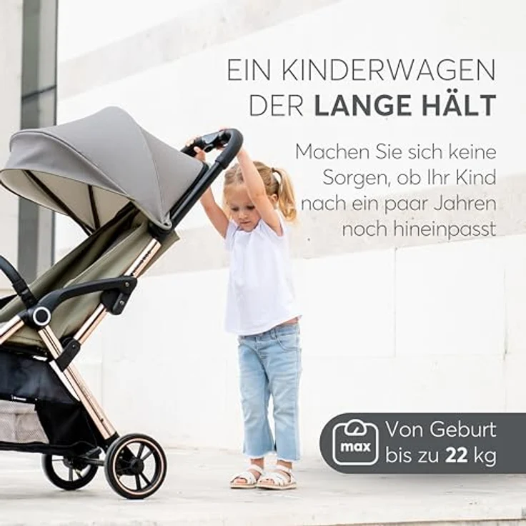 Kikkaboo Kinder-Buggy Kinderwagen, Buggy Eden 22 kg, Federung Regenschutz zusammenklappbar, blau – Bild 5