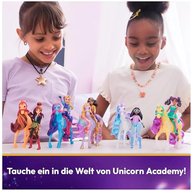 Spin Master Anziehpuppe 6066850 Unicorn Academy - Valentina und Einhorn Cinder, Feuerthema, 12 cm groß, 7 Gelenke, ab 4 Jahren – Bild 6