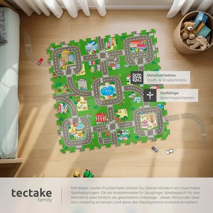 tectake® Puzzlematte Baby XXL, EVA Spieldecke mit Stadtmotiv, Schaumstoffmatte für Autos, rutschfest und leicht zu reinigen – Bild 5