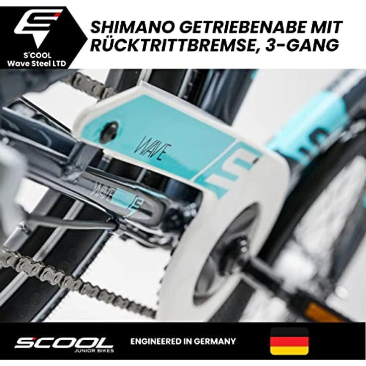 S'COOL Wave Steel LTD Jugendfahrrad für Mädchen | 20, 24 und 26 Zoll | Shimano Nexus 3-Gang Schaltung | StVZO Beleuchtung | Stahlrahmen | Limited Edition – Bild 3