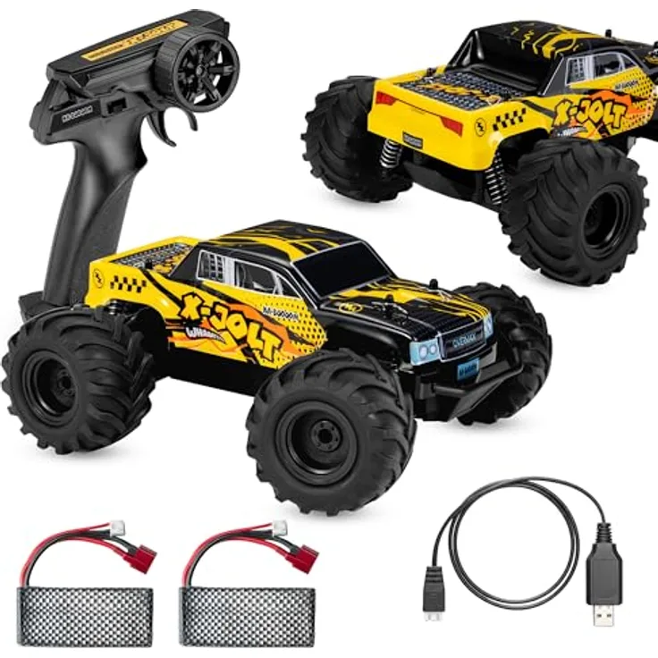 Overmax X-Jolt RC Monster Truck 1:20, ferngesteuertes Offroad-Auto 2WD, bis 20 km/h, 2 Akkus für 30 Min Fahrzeit, 2,4 GHz Steuerung, stoßdämpfend, ab 8 Jahren