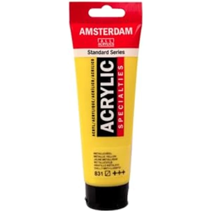 AMSTERDAM Talens Acrylfarbe 120 ml in Metallic Yellow, lichtecht und wasserverdünnbar für Holz, Papier und Metall – Bild 2