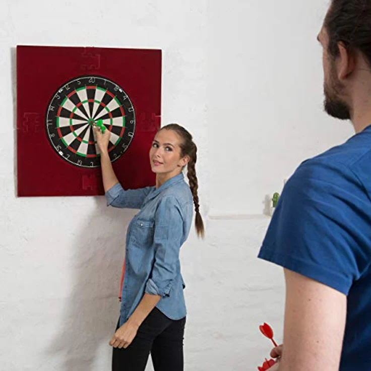 Relaxdays Schutzring für Dartscheiben, quadratisches Auffangfeld mit 3 cm dickem Wandschutz, 45 cm Durchmesser, 4 Teile – Bild 3