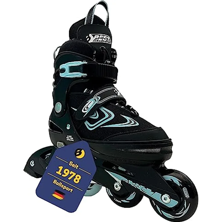 Best Sporting Inline Skates Kinder I Rollschuhe größenverstellbar I robuste Inliner für Jugendliche mit Bremse I schwarz/blau I Rollerskates Schuhe Kinder I Inliner mit 4 Rollen