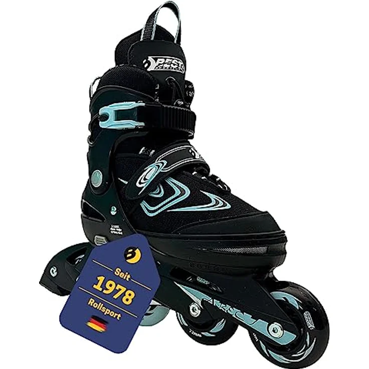 Best Sporting Inline Skates Kinder I Rollschuhe größenverstellbar I robuste Inliner für Jugendliche mit Bremse I schwarz/blau I Rollerskates Schuhe Kinder I Inliner mit 4 Rollen – Bild 1