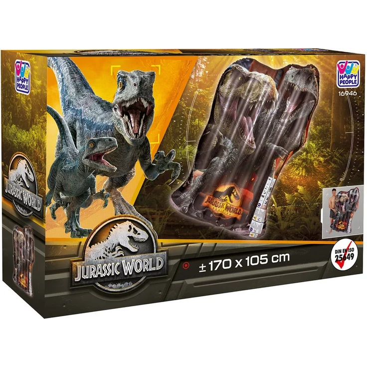Wehncke Jurassic World Floater, aufblasbare Luftmatratze mit buntem Design, ca. 170 x 105 cm, geeignet für Kinder ab 3 Jahren