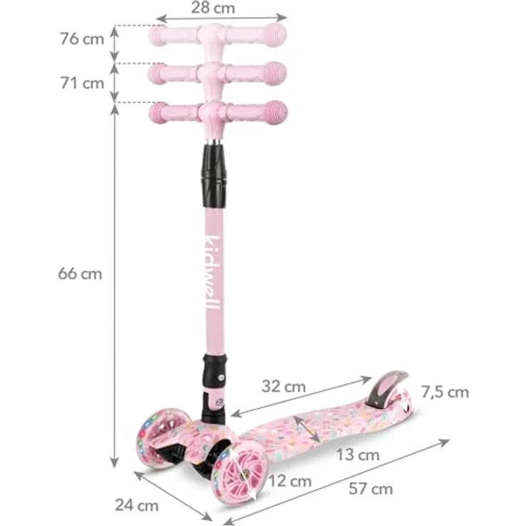 COIL VENTO Dreiradscooter Kinderroller, Tretroller mit ABEC-7-Lagern, 3-stufiger Lenkradverstellung und LED-Rädern – Bild 9