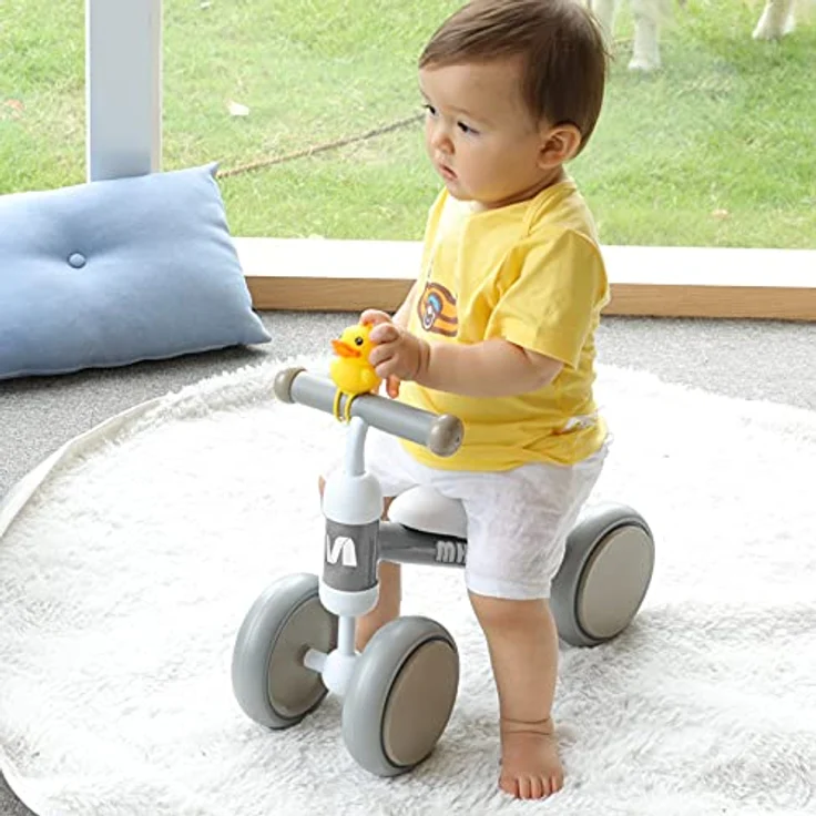 Kinder Laufrad ab 1 Jahr Balance Lauflernrad Spielzeug mit 4 Räder für 10 - 24 Monate Baby, Erst Rutschrad Fahrrad für Jungen Mädchen als Geschenke Silber – Bild 7