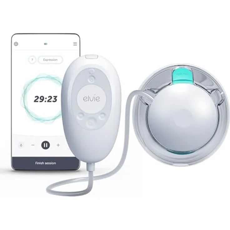 Elvie Stride 2 Elektrische Milchpumpe - Freihändige Tragbare Milchpumpe, Silikon Milchauffangschalen, Krankenhausqualität, App-Steuerung - Blau