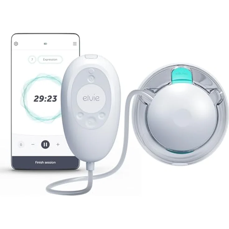 Elvie Stride 2 Elektrische Milchpumpe - Freihändige Tragbare Milchpumpe, Silikon Milchauffangschalen, Krankenhausqualität, App-Steuerung - Blau – Bild 1