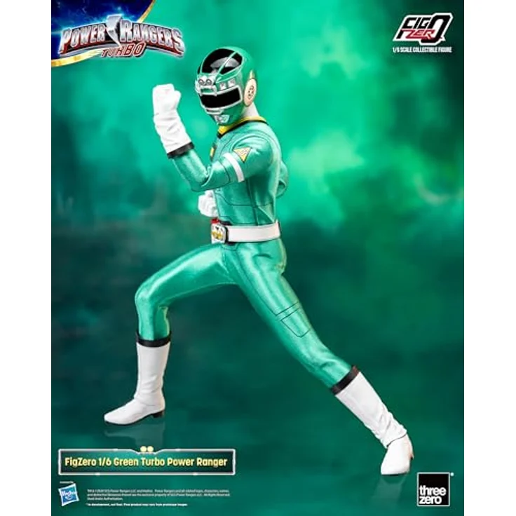 THREEZERO Power Rangers Turbo FigZero Actionfigur 1/6 Green Turbo Power Ranger, 30 cm, detailreich mit austauschbaren Teilen und Zubehör – Bild 3