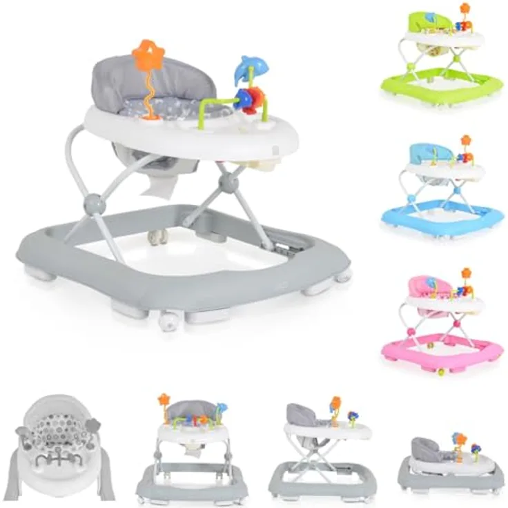 Moni Lauflernwagen, Laufhilfe Eko höhenverstellbar, gepolsteter Sitz und Spielcenter, blau