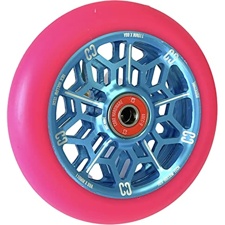"Core Action Sports Stuntscooter Hex Hollow Stunt-Scooter Rolle 110mm Hellblau/PU Pink, leichte Aluminium 6061 Konstruktion, ABEC-9 Kugellager" – Bild 4