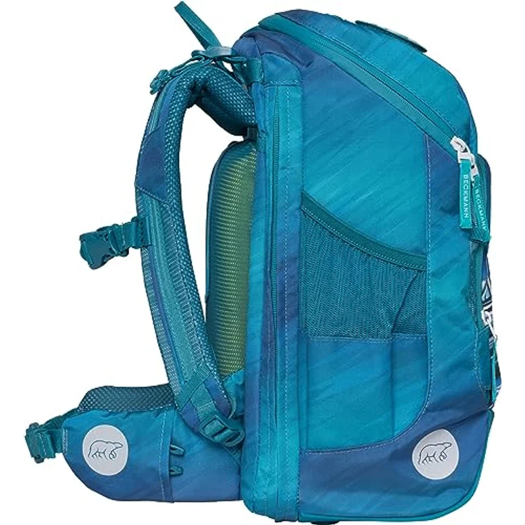 Beckmann Active Air FLX Space Mission, Schulrucksack-Set in Blau mit Sportrucksack, Federmappe, Schlamperetui, Regenhülle und Buttons, ergonomisch – Bild 5
