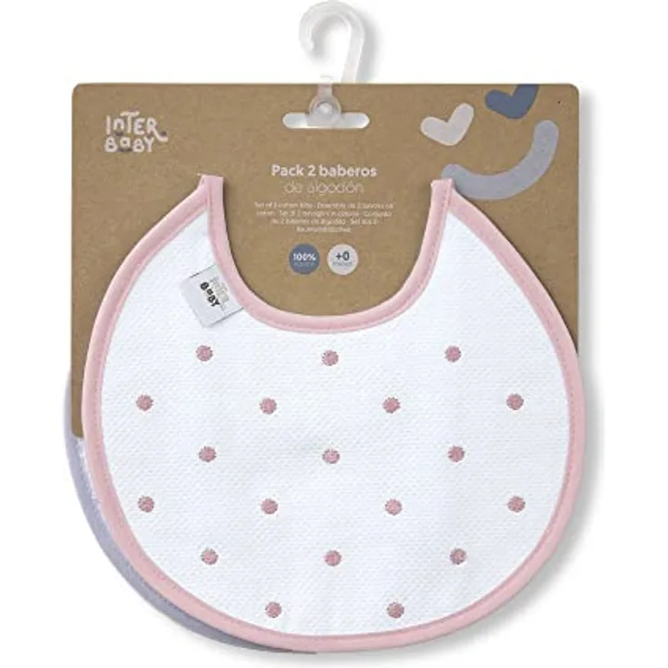 Interbaby Lätzchen rund Bodoques in rosa und grau 2 Stück