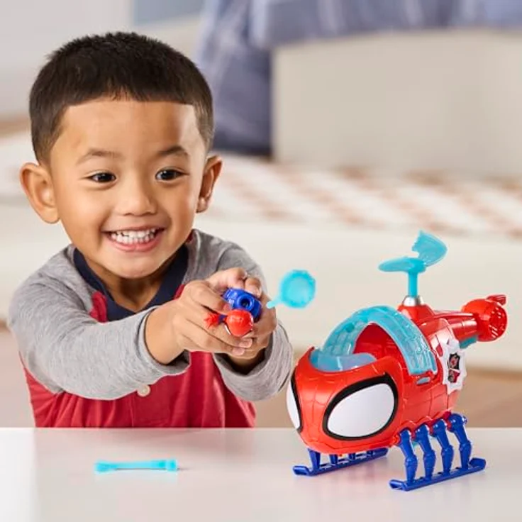 Spidey and his Amazing Friends Team Spidey Helikopter, Action-Figur (7,6 cm) mit Projektil-Starter und drehbaren Rotorblättern, Superhelden-Spielzeug für Kinder ab 3 Jahren – Bild 3