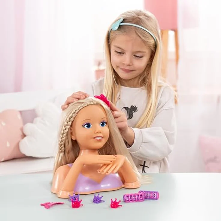 Bayer Frisier- & Schminkkopf, 25 cm, mit beweglichen Händen und Make-Up, Schminkkopf in liebevoller Gestaltung – Bild 5