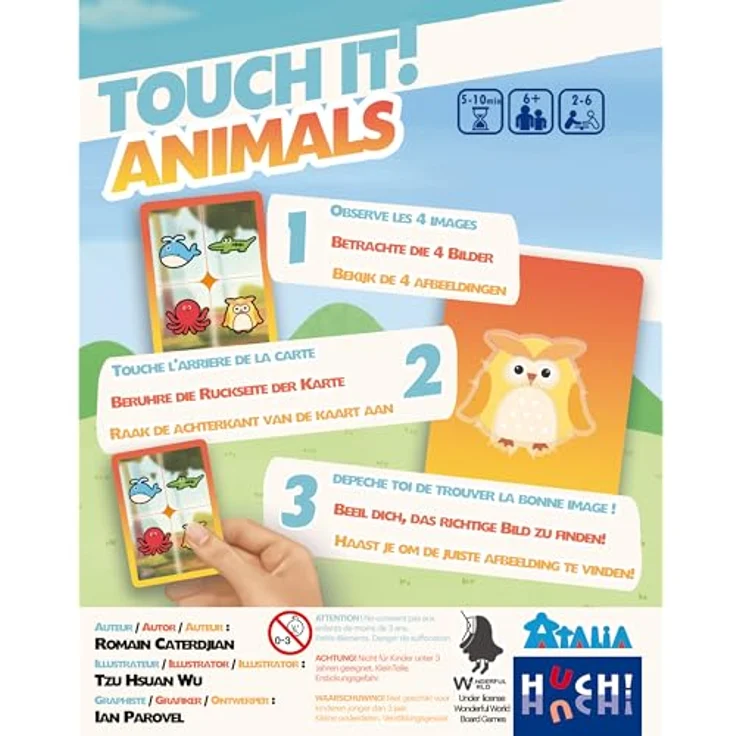 HUCH! Touch it - Animals Kartenspiel, ab 6 Jahren, flexible Gestaltung, hochwertige Material, Zubehör – Bild 4
