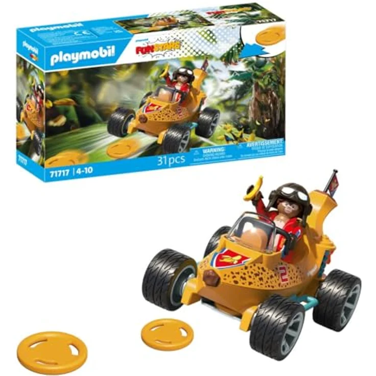 PLAYMOBIL Fun Stars Racing Banana, Spielzeugauto mit Rückzugmotor & Schießfunktion, für Kinder ab 4 Jahren, 71717 – Bild 1