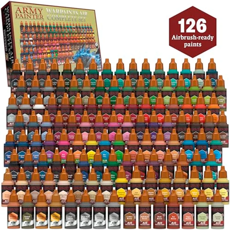 The Army Painter Warpaints Air Complete Set, 126 x 18 ml Acrylfarben für Airbrush, inkl. 18 Metallics & 6 Fluo Farben – Bild 2