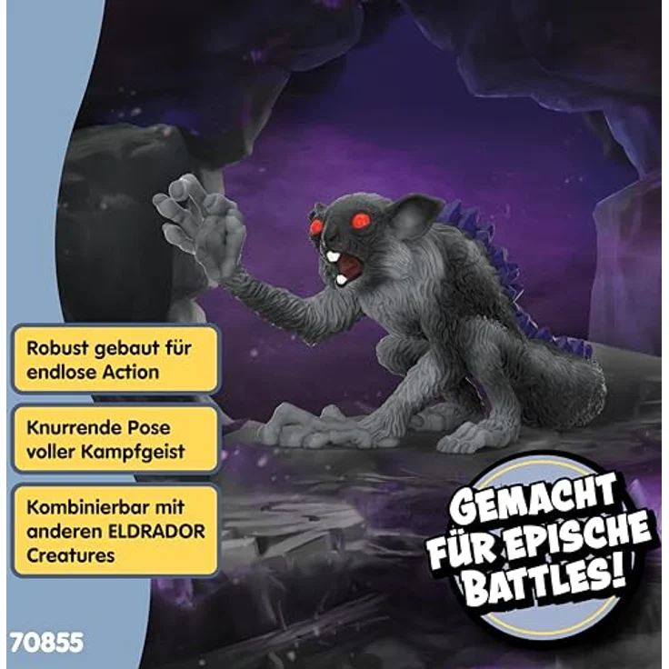 Schleich Schatten Lemur (70855) Eldrador Creatures, detailreiches Spielzeug mit tiefschwarzem Fell, perfekt für Abenteuer in der Schattenwelt – Bild 5