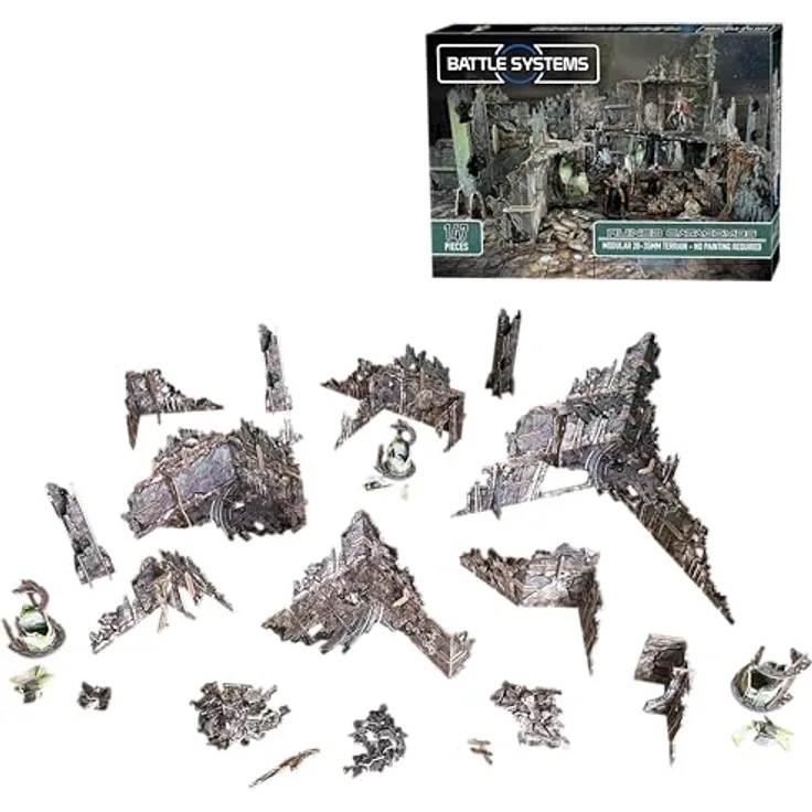 Battle Systems Ruined Catacombs, Modulares 3D Sci-Fi Terrain für 28mm-35mm Miniaturen, inkl. 147 Teile und 600mm Neopren-Spielmatte, kein Malen erforderlich