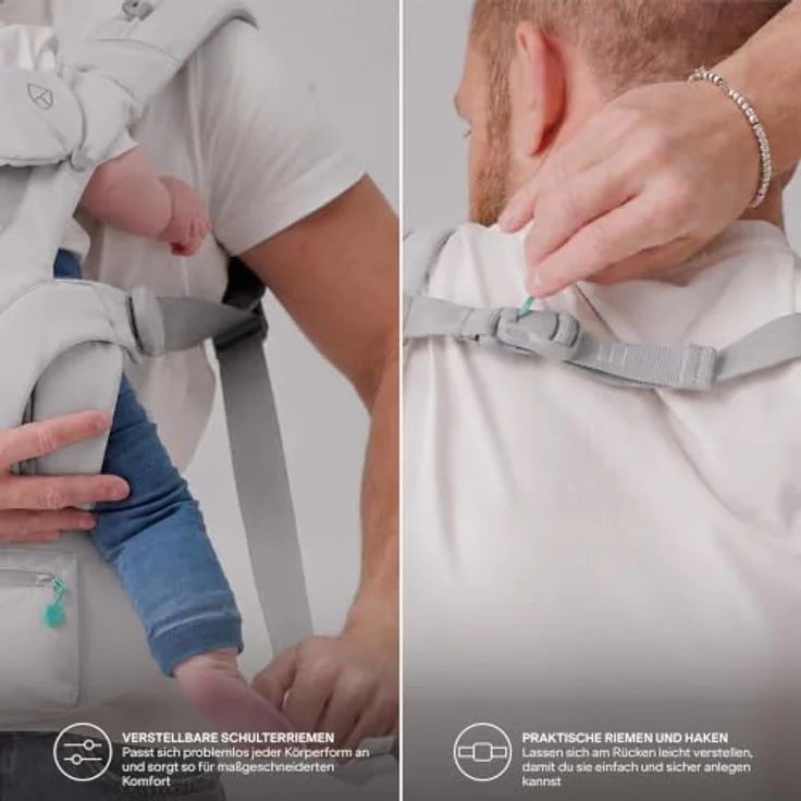 Koala Cuddle Carry, Babytrage für Neugeborene bis 20,4 kg, verstellbare Kopfstütze, 3 Tragepositionen, farblos – Bild 6