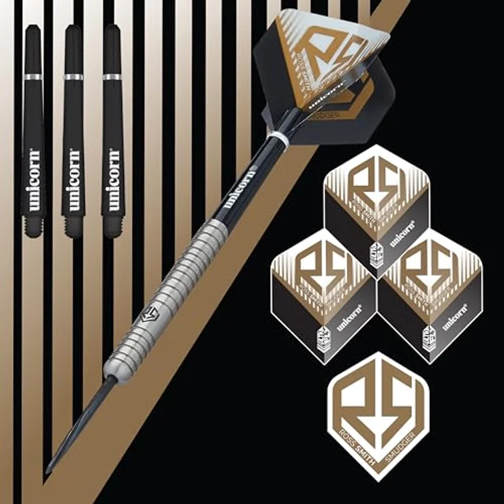Unicorn Ross Smith Natural 90% - Steeldarts 20 Gramm mit goldenem Titanplattierungsgehäuse – Bild 2