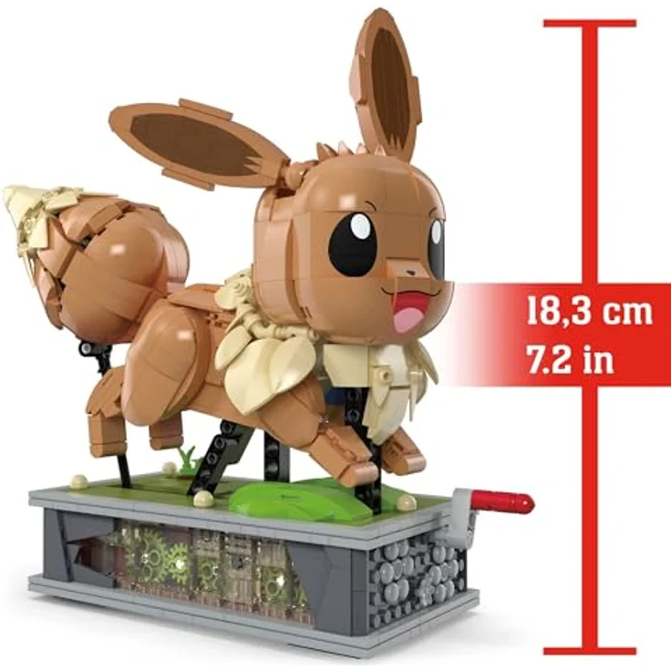 MEGA Pokémon Actionfigur-Bauset, bewegliches Evoli mit 1381 Teilen, zum Laufen an der Kurbel drehen, Spielzeug für Sammler zum Zusammenbauen und Präsentieren, HTH71 – Bild 3