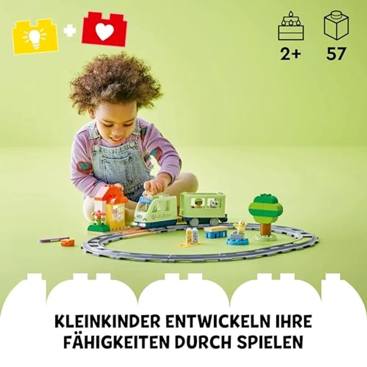 LEGO DUPLO Town 10427 Interaktive Abenteuer-Eisenbahn, Lernspielzeug für Kleinkinder mit 4 Figuren und 5 Aktionssteinen, Mehrfarbig – Bild 3