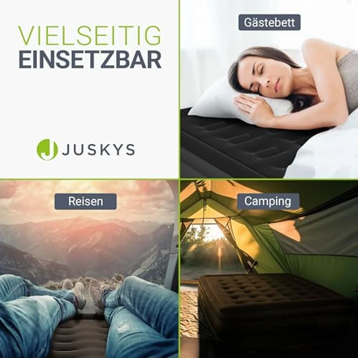 Juskys Luftmatratze Sapri L, Doppel-Luftbett, selbstaufblasend, wasserdicht, inkl. Pumpe, Schwarz – Bild 6