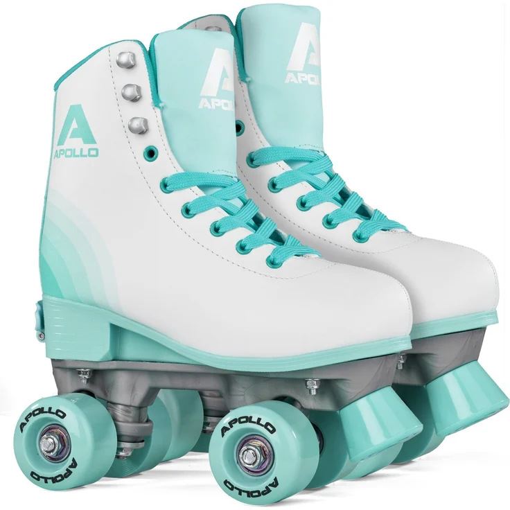 Apollo Rollschuhe Retro Discoroller, verstellbare Disco Roller Skates, größenverstellbar Rollerskates, Retro Design, Größe L, schwarz – Bild 1