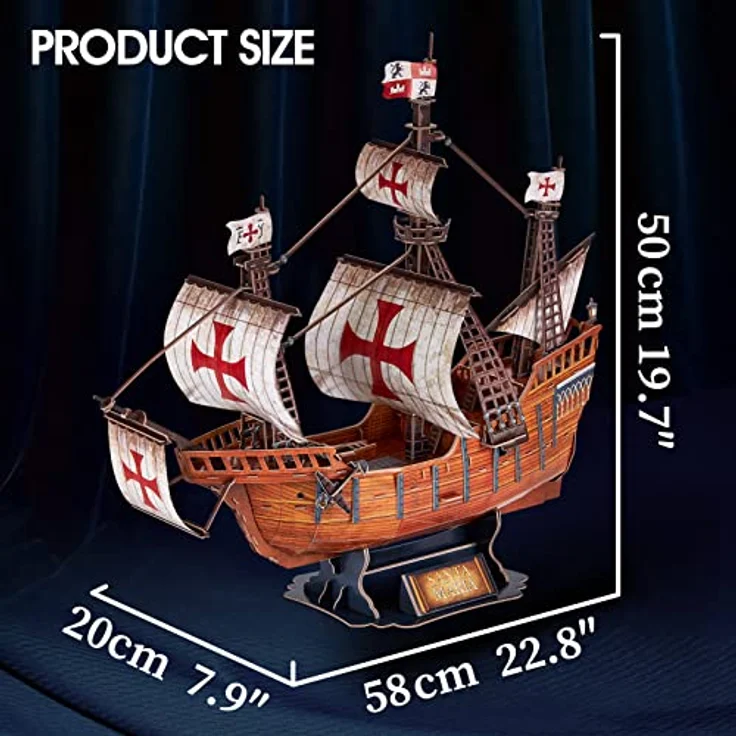 CubicFun 3D Puzzles für Erwachsene Santa Maria Schiffsmodell Spanisches Schiff Puzzle für Erwachsene und Kinder, Schreibtischdekoration Baukästen Geschenke für Frauen und Männer, 204 Teile – Bild 6